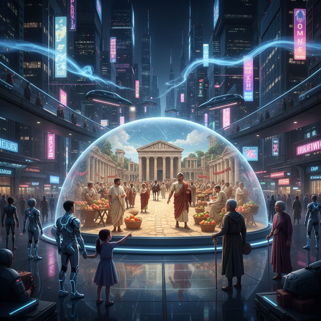 A cool scene from the future that shows the past.