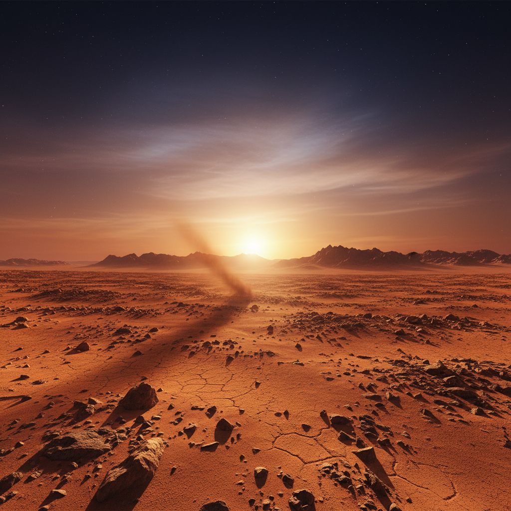 Sunset over the Martian plains.